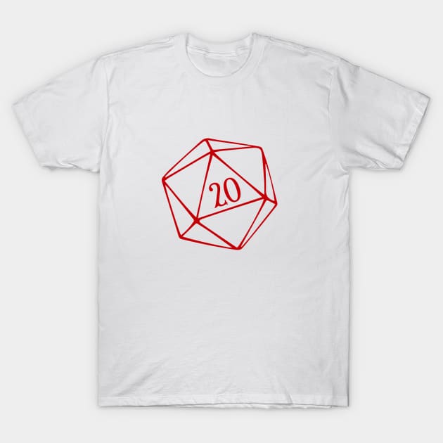 D20 Roleplaying Dice Dungeon Master RPG Red T-Shirt by RetroGeek